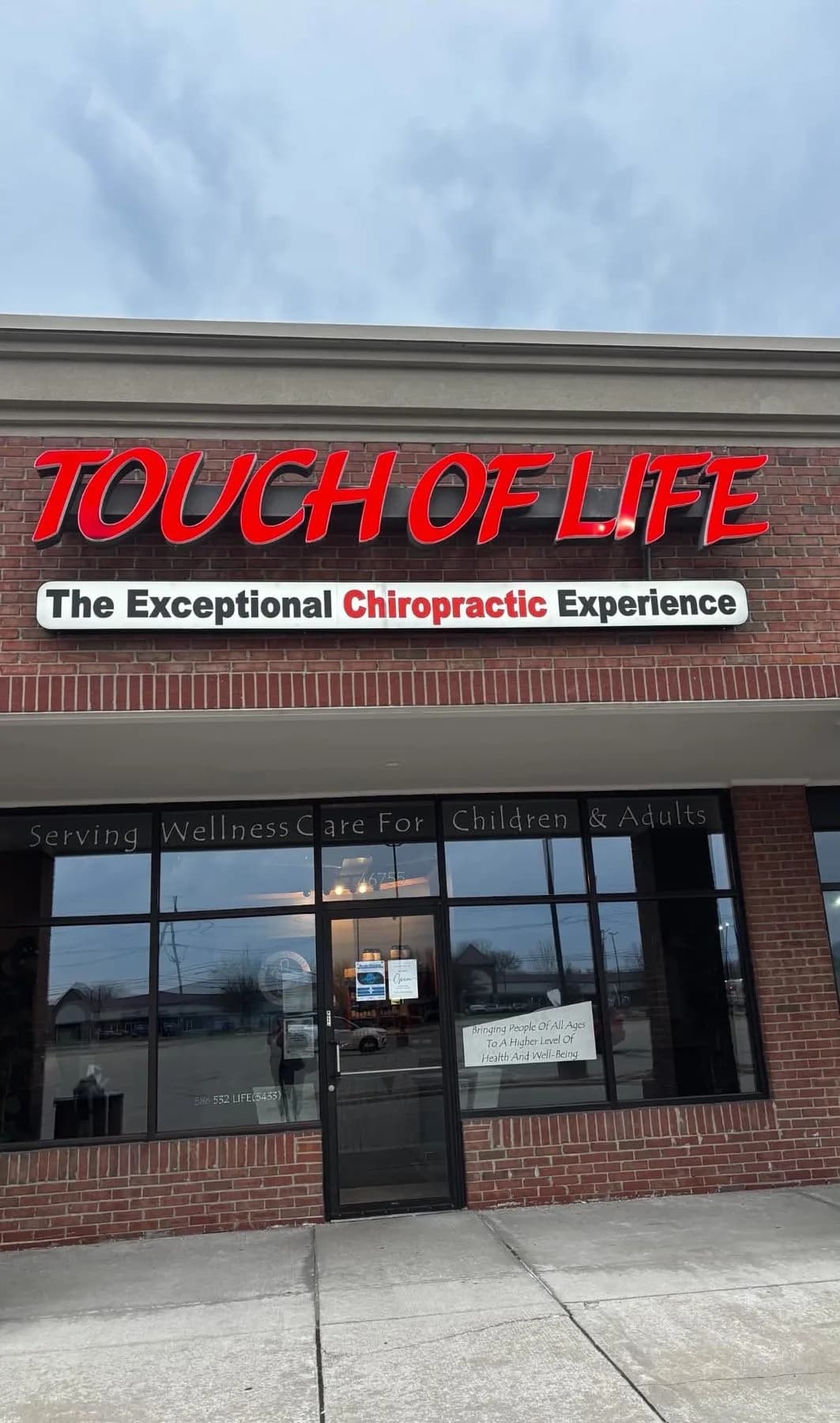 Touch of Life Chiropractic storefront on Hayes Road in Shelby Township